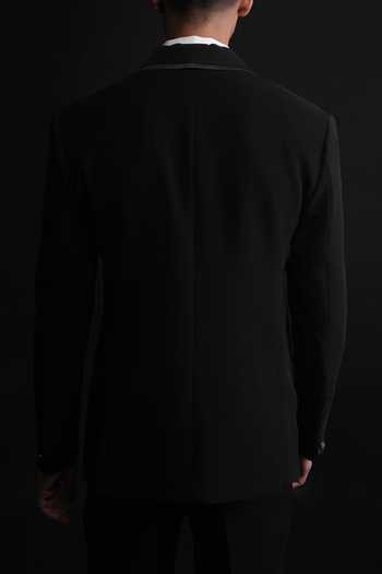 Shop_Sven Suits_Black Polyester Embroidered Blazer Pant Set _at_Aza_Fashions