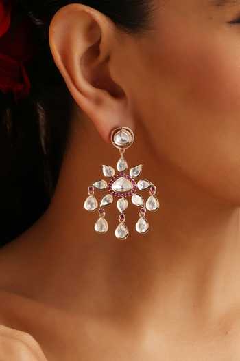 Buy_Swabhimann_Red Polki Dangler Earrings _Online_at_Aza_Fashions