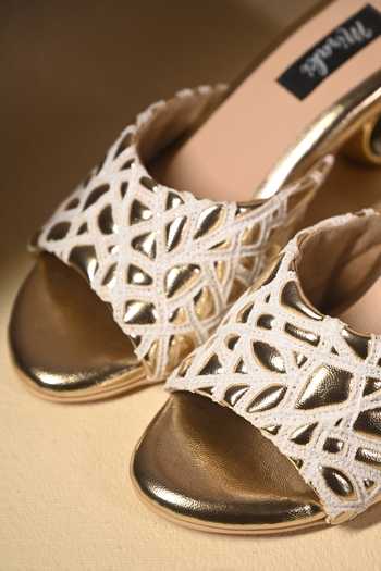 Miraki_White Webbed Gold Round Heels _Online