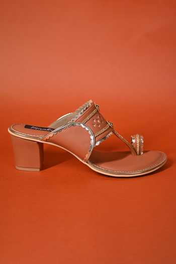 Miraki_Brown Tan Kolhapuri Heels _Online_at_Aza_Fashions