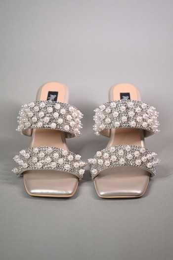 Miraki_White Pearl Embellished Heels _Online