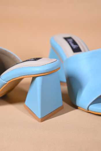 Miraki_Blue Powder Slip On Pyramid Heels _Online_at_Aza_Fashions