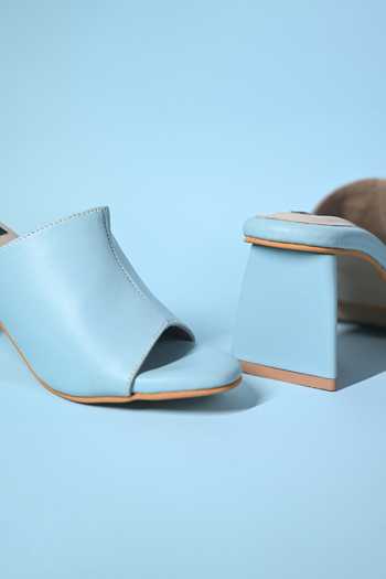 Miraki_Blue Powder Slip On Pyramid Heels _at_Aza_Fashions