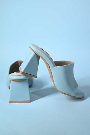 Shop_Miraki_Blue Powder Slip On Pyramid Heels _at_Aza_Fashions