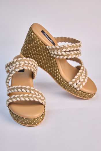 Shop_Miraki_Beige Braided Strappy Wedges _at_Aza_Fashions