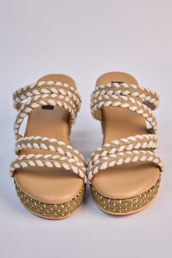 Miraki_Beige Braided Strappy Wedges _Online_at_Aza_Fashions