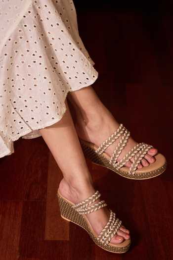 Buy_Miraki_Beige Braided Strappy Wedges _Online_at_Aza_Fashions