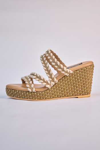 Shop_Miraki_Beige Braided Strappy Wedges _Online_at_Aza_Fashions