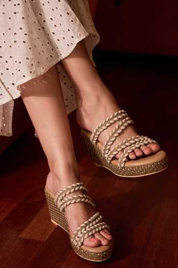 Buy_Miraki_Beige Braided Strappy Wedges 