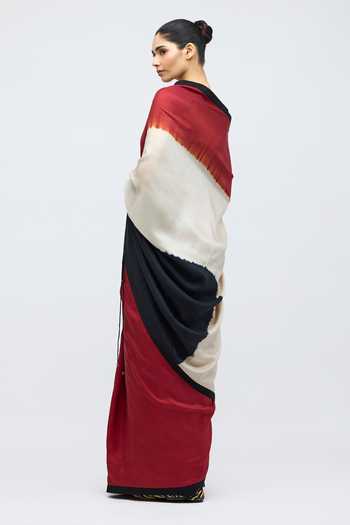 QUARTER_Black Silk Valley Of Dusk Saree _Online_at_Aza_Fashions