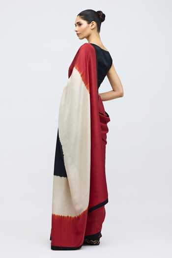 Buy_QUARTER_Black Silk Valley Of Dusk Saree _Online_at_Aza_Fashions