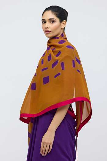 Buy_QUARTER_Purple Georgette Sheher Baad Geometric Pattern Saree _Online_at_Aza_Fashions