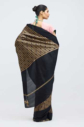 Shop_QUARTER_Black Silk Sabina Saree _at_Aza_Fashions