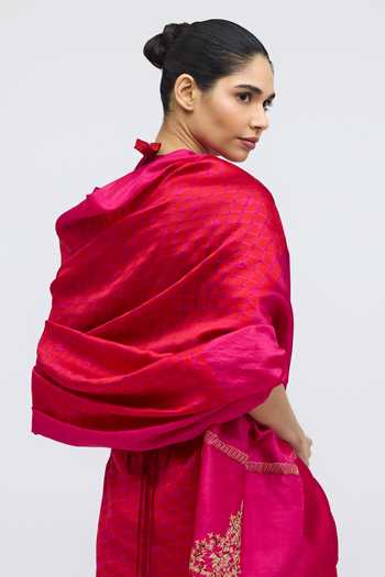 Buy_QUARTER_Pink Silk Sabina Brocade Saree _Online_at_Aza_Fashions