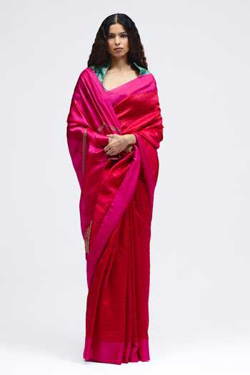 Buy_QUARTER_Pink Silk Sabina Brocade Saree 