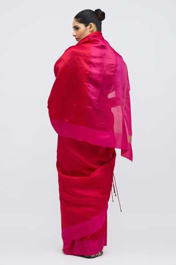 Shop_QUARTER_Pink Silk Sabina Brocade Saree _at_Aza_Fashions