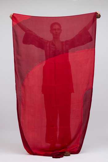 QUARTER_Red Silk Field Hand Dyed Dupatta _Online_at_Aza_Fashions