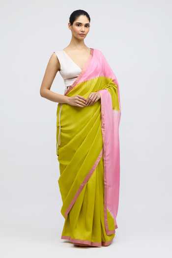 QUARTER_Off White Silk, Satin V-neck Pearl Angrakha Blouse _Online_at_Aza_Fashions