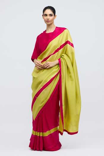 Buy_QUARTER_Pink Silk Aks Saree _Online_at_Aza_Fashions