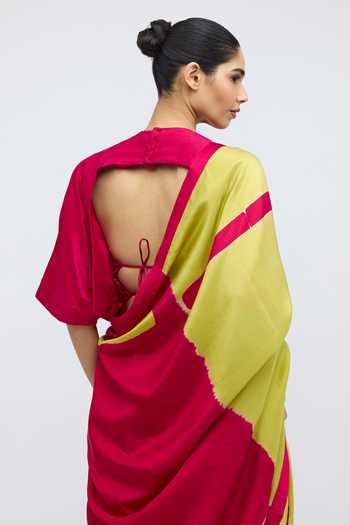 Shop_QUARTER_Pink Silk Aks Saree _Online_at_Aza_Fashions