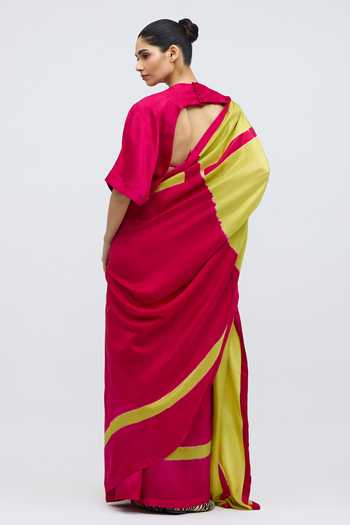 Shop_QUARTER_Pink Silk Aks Saree _at_Aza_Fashions