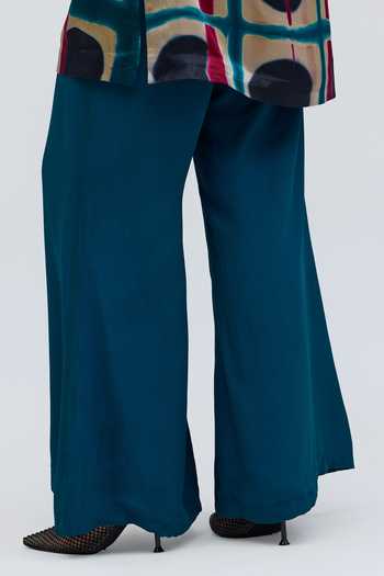Shop_QUARTER_Multi Color Silk, Georgette Bijlee Resist Geometric Pattern Kurta And Trouser Set _Online_at_Aza_Fashions