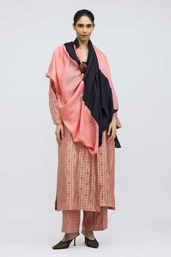 Buy_QUARTER_Blush Silk Field Hand Dyed Dupatta _at_Aza_Fashions