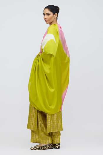 Shop_QUARTER_Pink Silk Crescent Field Hand Dyed Dupatta _at_Aza_Fashions