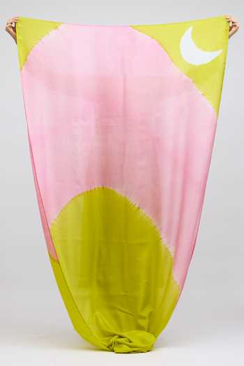 QUARTER_Pink Silk Crescent Field Hand Dyed Dupatta _Online_at_Aza_Fashions