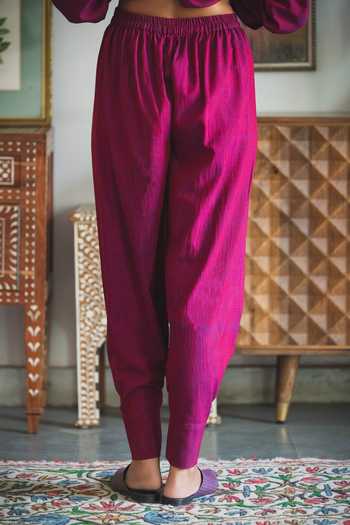 Shop_Swatti Kapoor_Pink , Handloom Hand Woven Silk Kalai Pant _at_Aza_Fashions