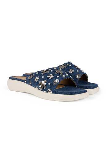 Buy_Anaar_Blue Tropical Daze Flat Sandals _Online_at_Aza_Fashions