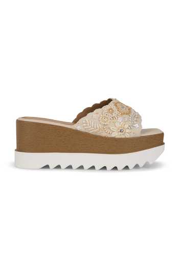 Anaar_Beige Bonita Wedge Sandals _at_Aza_Fashions