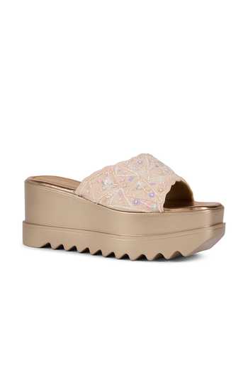 Anaar_Gold Botanique Wedge Sandals _at_Aza_Fashions