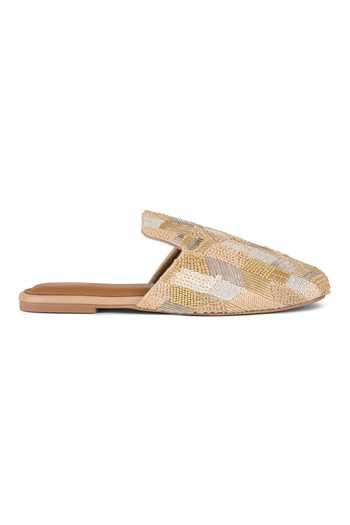 Anaar_Beige Odette Embroidered Mules _Online_at_Aza_Fashions