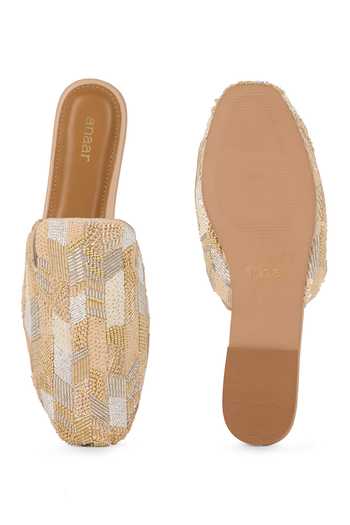 Shop_Anaar_Beige Odette Embroidered Mules _at_Aza_Fashions