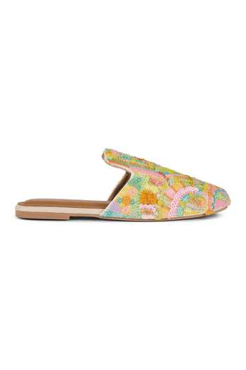 Anaar_Multi Color Funfetti Embroidered Mules _Online_at_Aza_Fashions