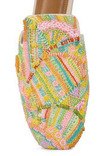 Buy_Anaar_Multi Color Funfetti Embroidered Mules 