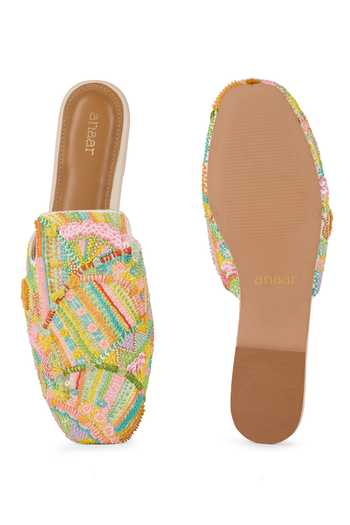 Shop_Anaar_Multi Color Funfetti Embroidered Mules _at_Aza_Fashions