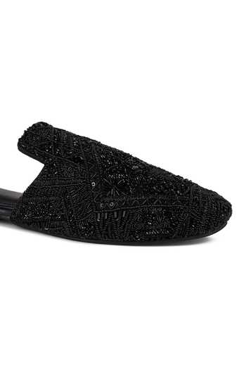 Shop_Anaar_Black Raat Baaki Mules _Online_at_Aza_Fashions
