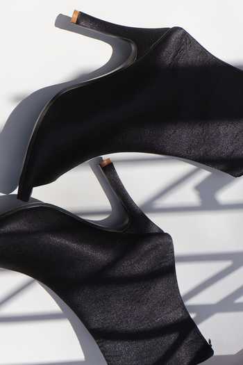 Shradha Hedau Footwear Couture_Black Sofia Peep Toe Heels _at_Aza_Fashions