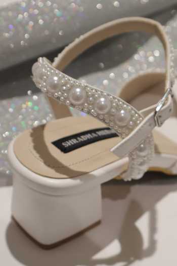 Buy_Shradha Hedau Footwear Couture_White Selene Pearl Hand Embellished Heels _Online