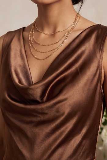 Buy_Thetaa_Brown Satin Cowl Hand Embroidered Imported Draped Cowl-neck Wide-leg Jumpsuit _Online_at_Aza_Fashions