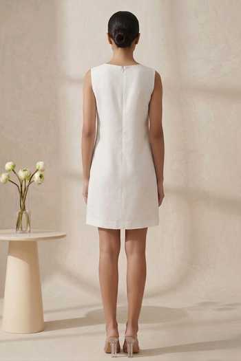 Shop_Thetaa_Green Cotton Boat Neck Avira Floral Hand Embroidered Cutwork Dress _at_Aza_Fashions