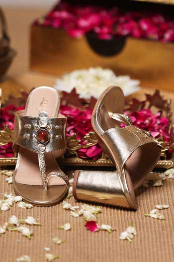 5elements_Gold Zehrin Metallic Heels _at_Aza_Fashions