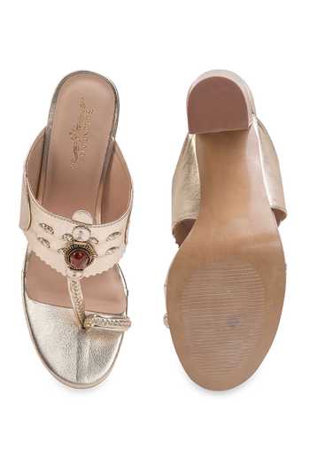 Shop_5elements_Gold Zehrin Metallic Heels _at_Aza_Fashions