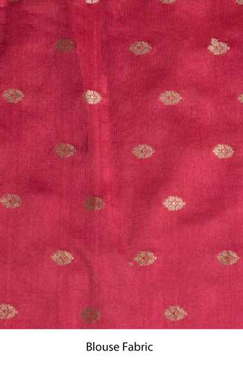 Buy_Jhambthreads_Pink Silk, Tissue, Dupion Lace Detailed Saree And Unstitched Blouse Fabric Set _Online_at_Aza_Fashions