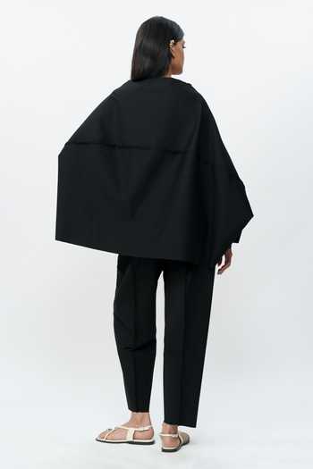 Shop_AK-OK_Black Spandex Off-shoulder Structured Jacket And Trouser Co-ord Set _at_Aza_Fashions