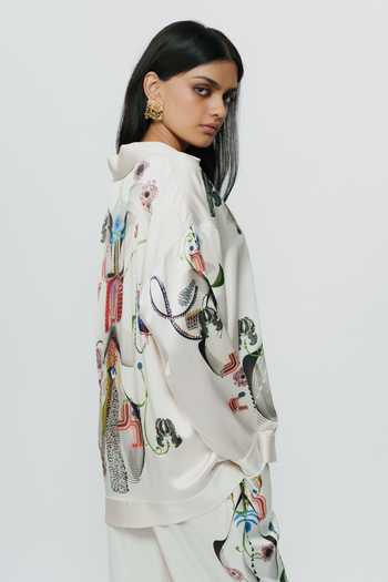 Buy_AK-OK_Multi Color Silk V-neck Astral Print Shirt And Pant Co-ord Set 
