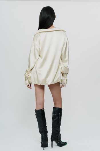 Shop_AK-OK_Off White Silk Collared Neck Balloon Shirt _at_Aza_Fashions