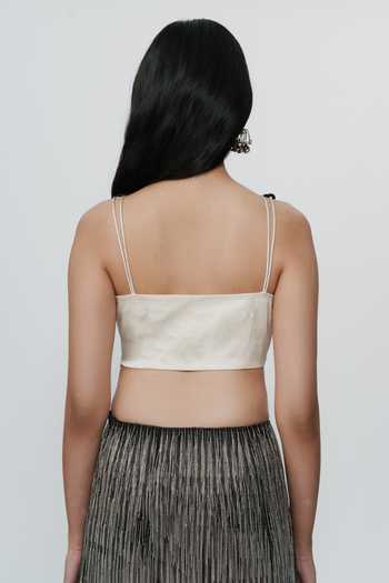 Shop_AK-OK_Silver Cotton Chain Embroidered Straight Skirt _at_Aza_Fashions